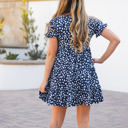 Large Navy Dot Tiered Eleanora Swing Dress