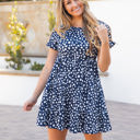 Medium Navy Dot Tiered Eleanora Swing Dress