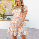 Medium White Orange Dot Tiered Eleanora Swing Dress