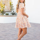 Medium White Orange Dot Tiered Eleanora Swing Dress