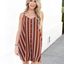 XL Brown Striped Button Julia Tank Dress