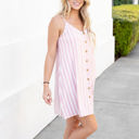 XL Pink Striped Button Julia Tank Dress