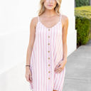 XL Pink Striped Button Julia Tank Dress