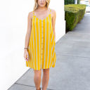 Large Yellow Striped Button Julia Tank Dress