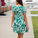 Small Green White Floral Floral Tiered Babydoll Dress