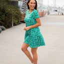 Large Green Blue Floral Floral Tiered Babydoll Dress