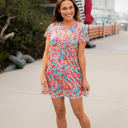 Large Multi Color Floral Floral Tiered Babydoll Dress