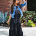 Large Black Tired Celeste Maxi Skirt