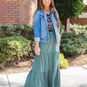 Large Jade Green Tired Celeste Maxi Skirt