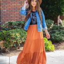 Large Orange Tired Celeste Maxi Skirt