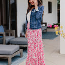 Large Rose Red Kendall Maxi Skirt