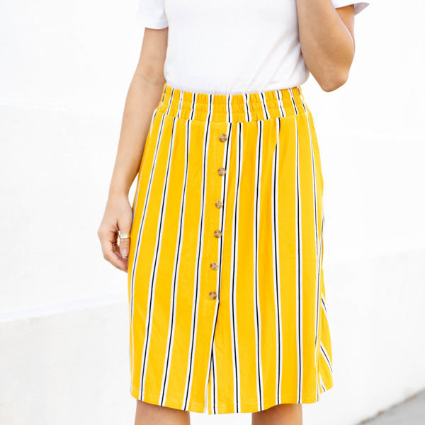 Striped Button Detail Hazel Skirt