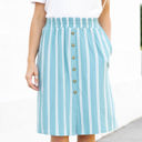 Large Aqua Striped Button Detail Hazel Skirt