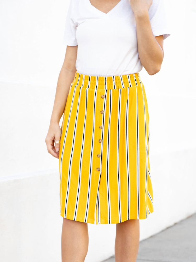 Striped Button Detail Hazel Skirt