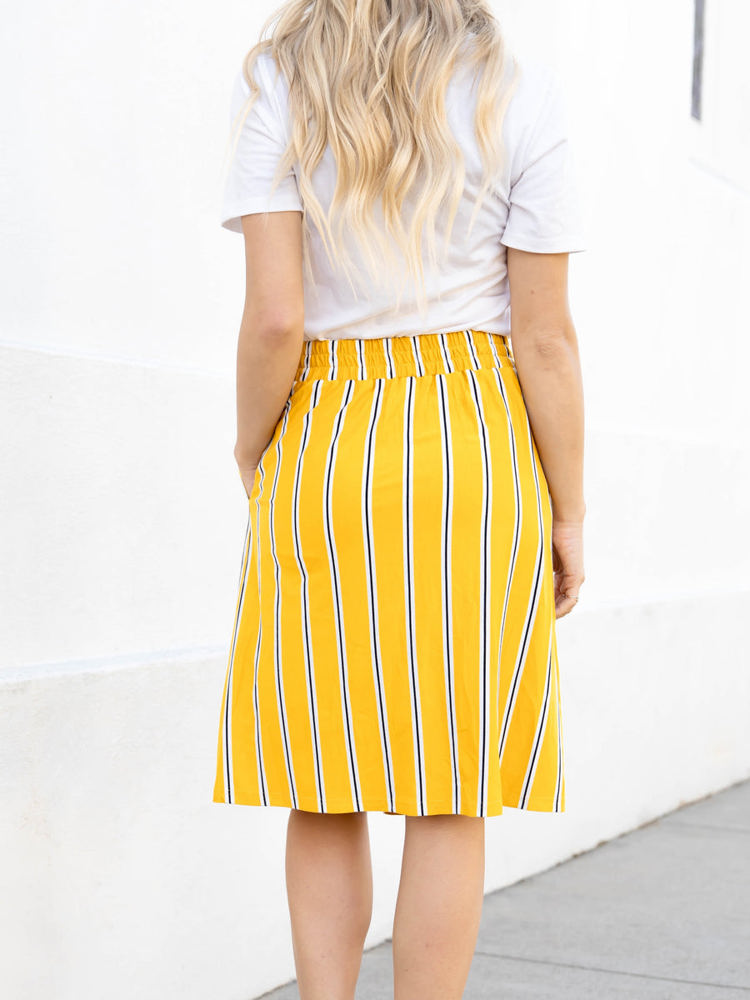 Striped Button Detail Hazel Skirt