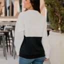 White Medium Two Tone Quilted Button Pullover