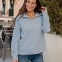  Ribbed Texture Quarter Zip Pullover