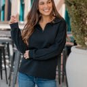  Ribbed Texture Quarter Zip Pullover