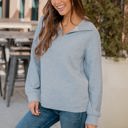 Gray Large Ribbed Texture Quarter Zip Pullover