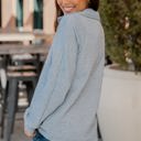 Gray Large Ribbed Texture Quarter Zip Pullover