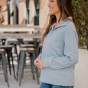 Gray Large Ribbed Texture Quarter Zip Pullover