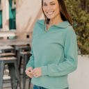 Mint Green Large Ribbed Texture Quarter Zip Pullover