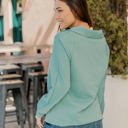 Mint Green Large Ribbed Texture Quarter Zip Pullover