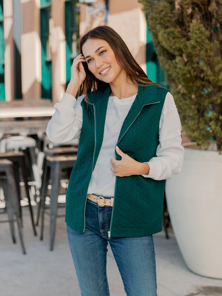 Textured Zip Up Vest