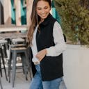 Black Large Textured Zip Up Vest