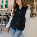 Black Large Textured Zip Up Vest