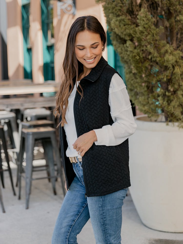 Textured Zip Up Vest