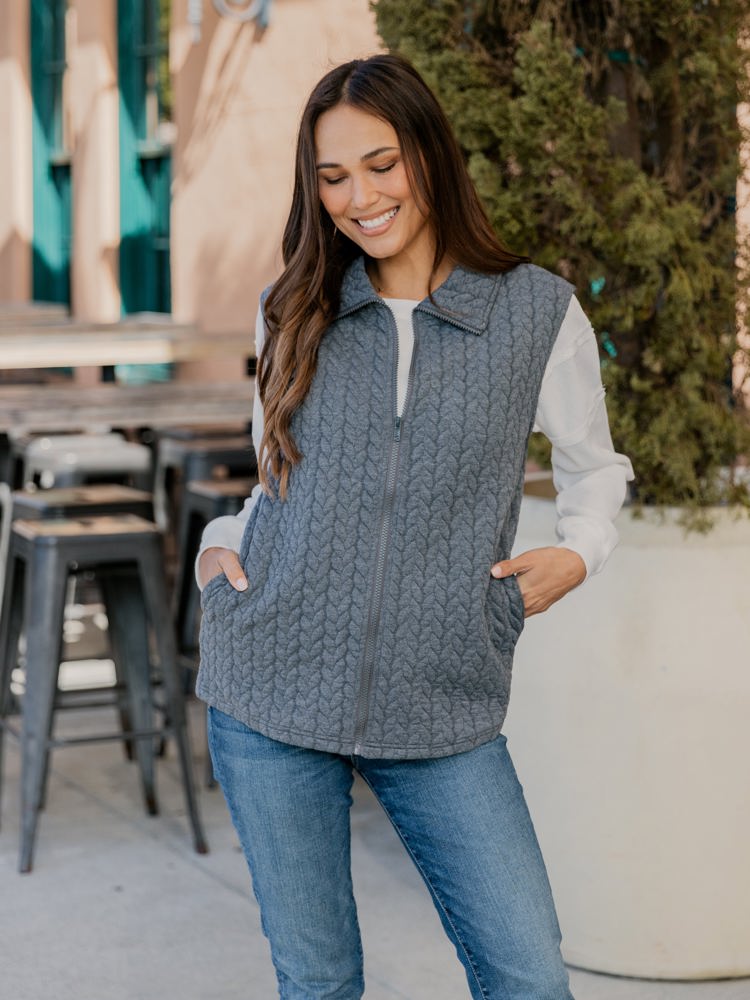 Textured Zip Up Vest