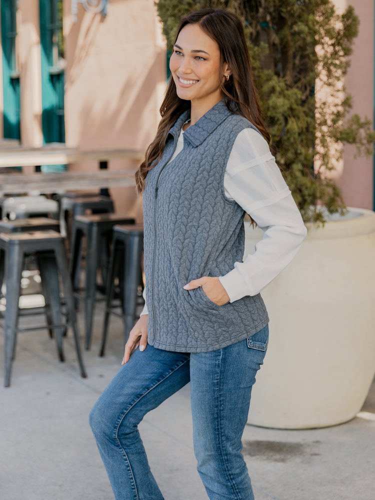 Textured Zip Up Vest