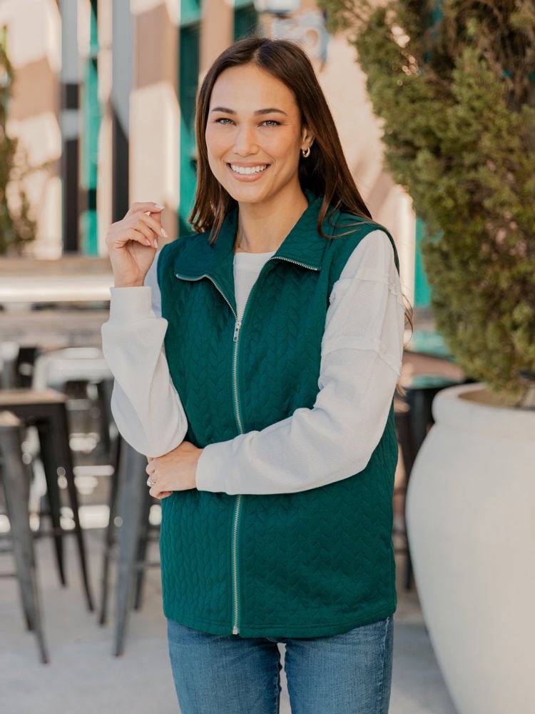 Textured Zip Up Vest