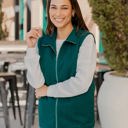 Dark Green Large Textured Zip Up Vest