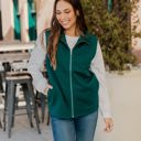 Dark Green Medium Textured Zip Up Vest