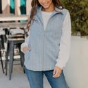 Gray Large Textured Zip Up Vest