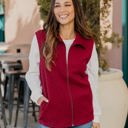 Red Large Textured Zip Up Vest