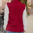 Red Medium Textured Zip Up Vest