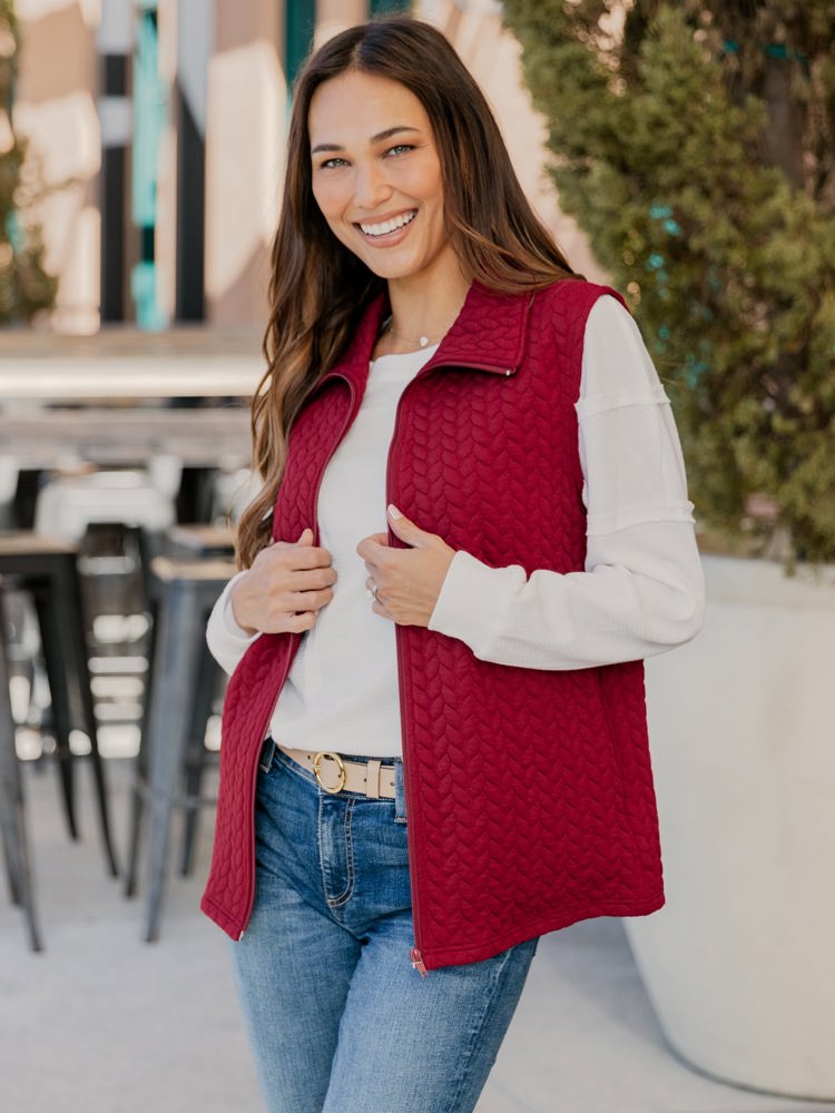 Textured Zip Up Vest