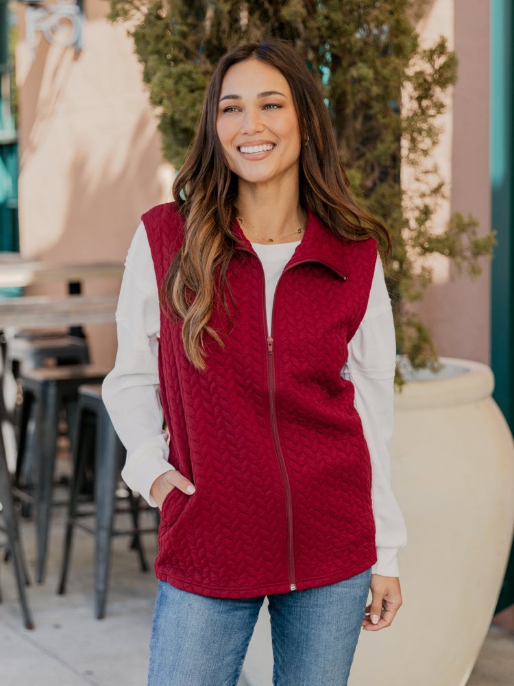 Textured Zip Up Vest