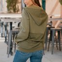 Olive Large Contrast Quilted Zip Up Hoodie