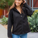 Black Large Quilted Zipper Hoodie