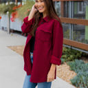 Dark Red Large Quilted Shacket