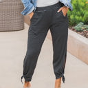 Large Black Stripe Patterned Ankle Tie Brie Pants