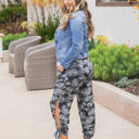 Large Gray Camo Patterned Ankle Tie Brie Pants