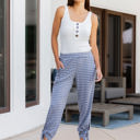 Large Gray  Stripe Patterned Ankle Tie Brie Pants