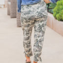 Large Green Camo Patterned Ankle Tie Brie Pants