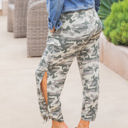 Small Green Camo Patterned Ankle Tie Brie Pants