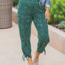 Large Green Dot Patterned Ankle Tie Brie Pants